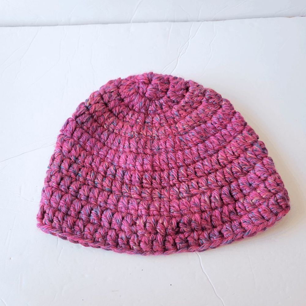 Hand made multicolor crochet knit beanie hat one size